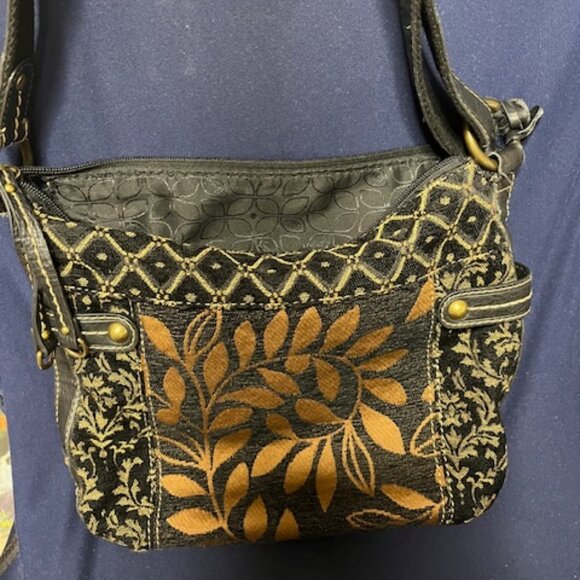 Fossil Floral/Geometric Fabric Shoulder Bag Adjustable Strap 11.5"x10.5" - Picture 5 of 16